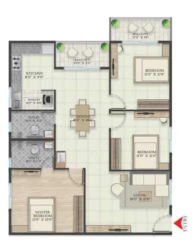 2.5 BHK Floor Plan